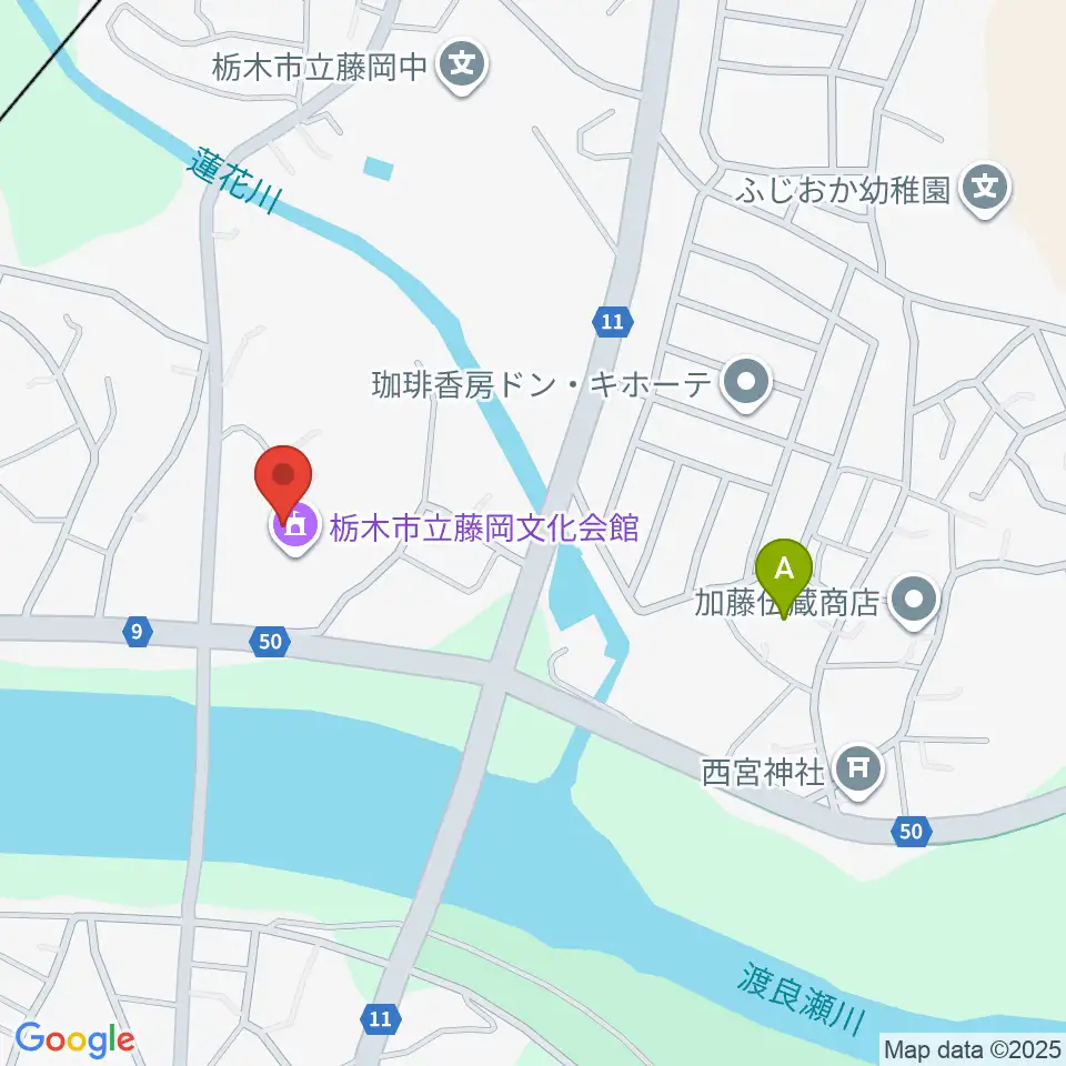 栃木市藤岡文化会館周辺の駐車場・コインパーキング一覧地図