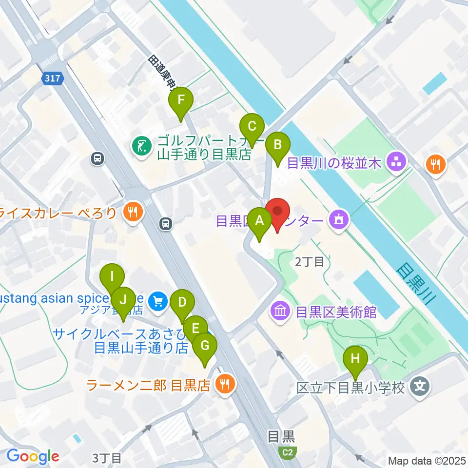 目黒区中小企業センターホール周辺の駐車場・コインパーキング一覧地図