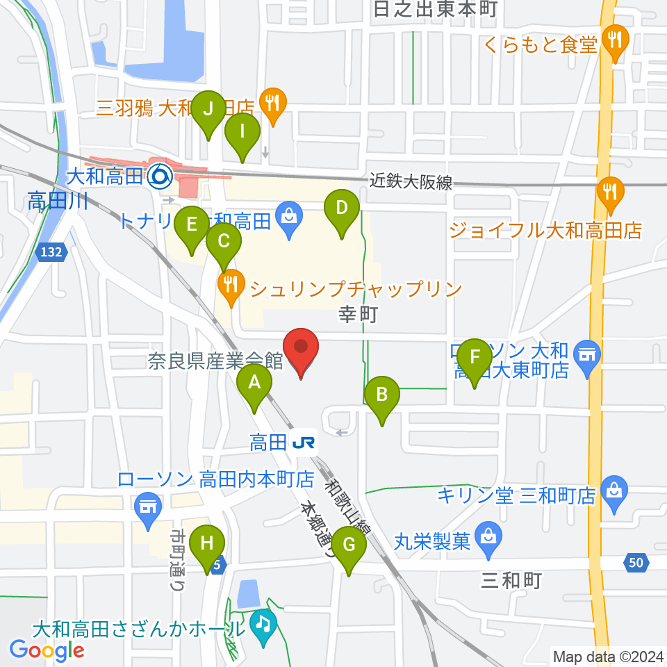 奈良県産業会館周辺の駐車場・コインパーキング一覧地図