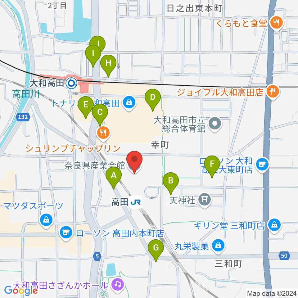 奈良県産業会館周辺の駐車場・コインパーキング一覧地図