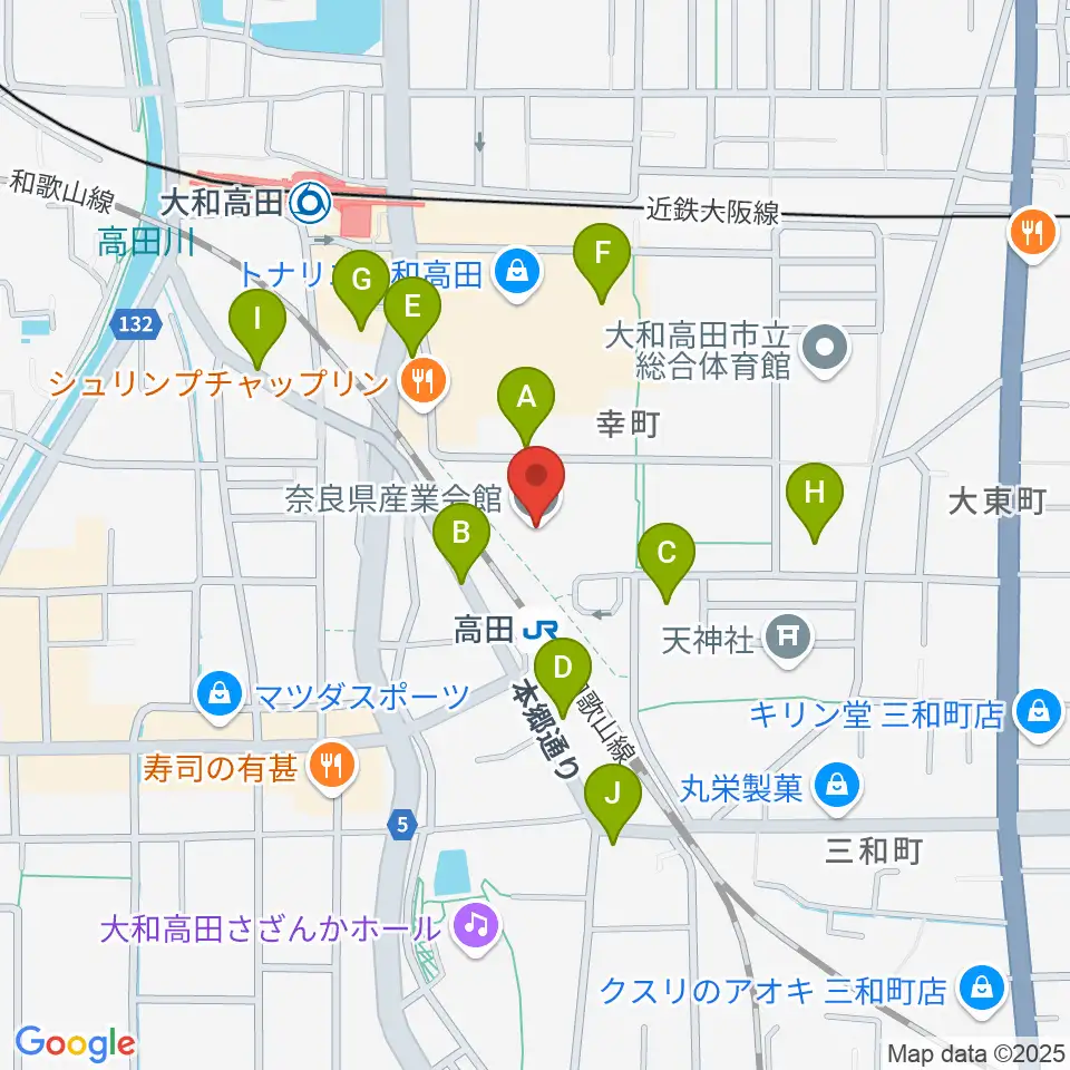 奈良県産業会館周辺の駐車場・コインパーキング一覧地図