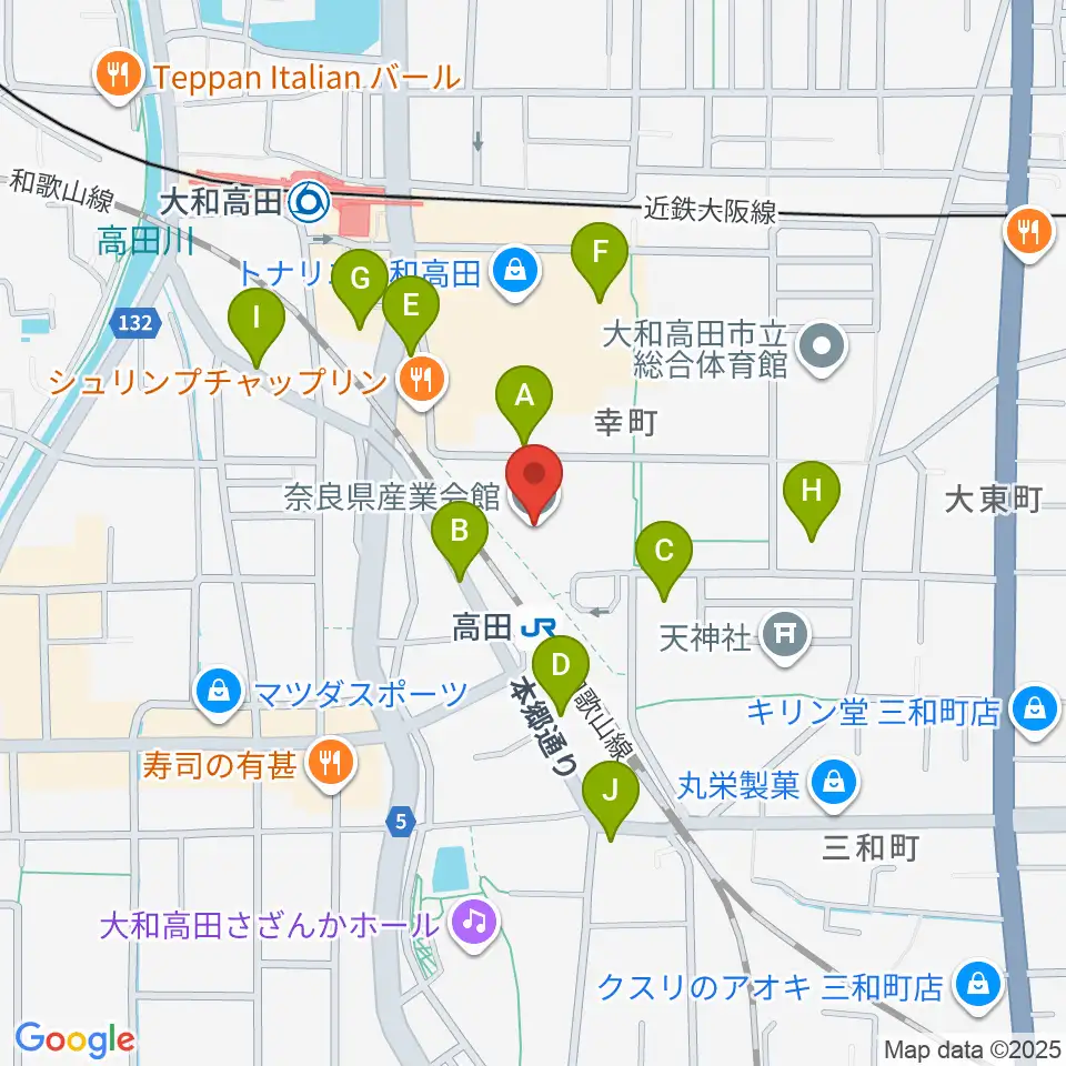 奈良県産業会館周辺の駐車場・コインパーキング一覧地図
