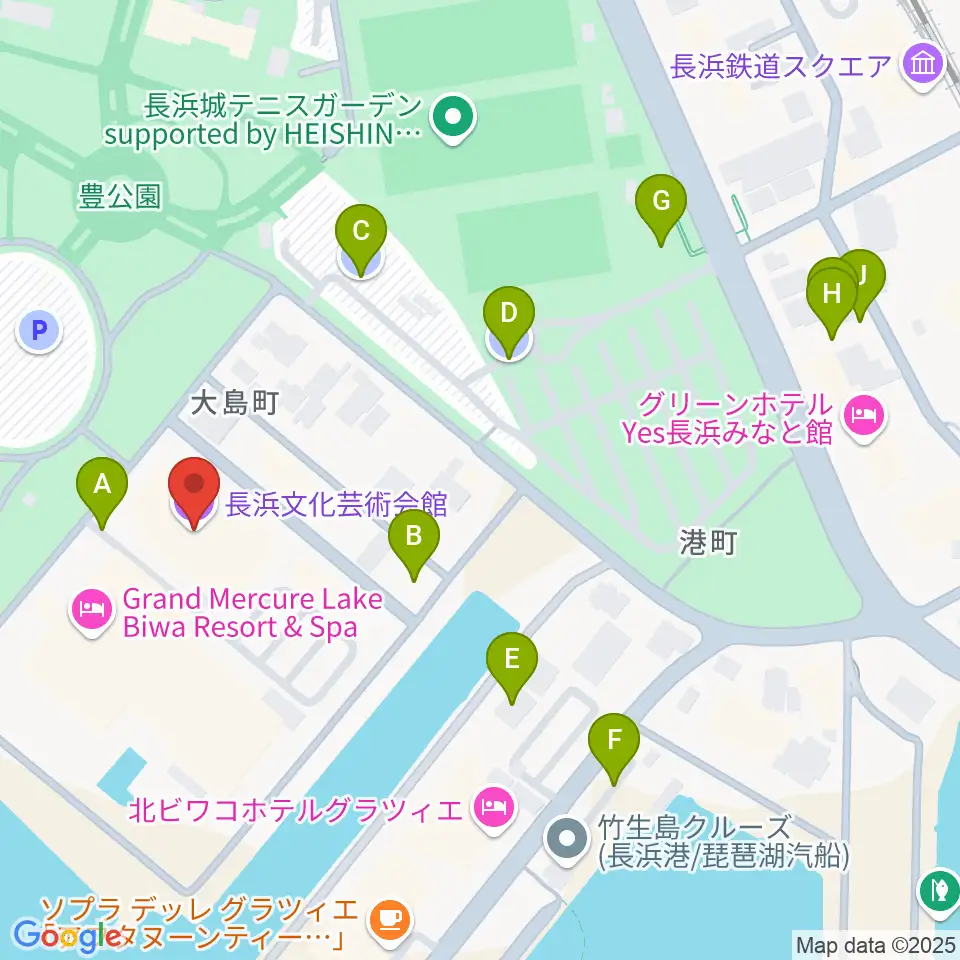 長浜文化芸術会館周辺の駐車場・コインパーキング一覧地図
