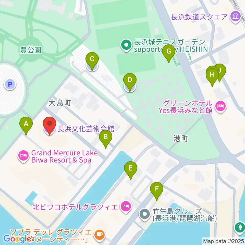 長浜文化芸術会館周辺の駐車場・コインパーキング一覧地図