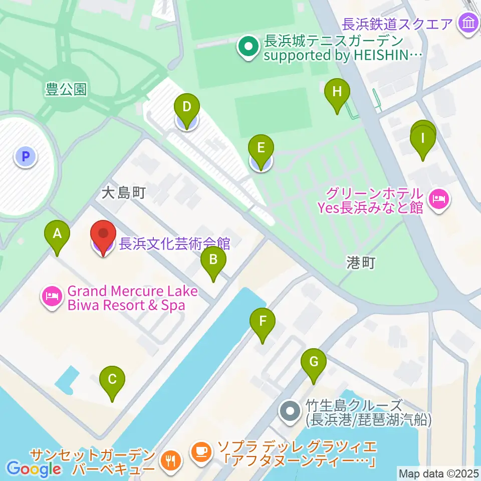 長浜文化芸術会館周辺の駐車場・コインパーキング一覧地図