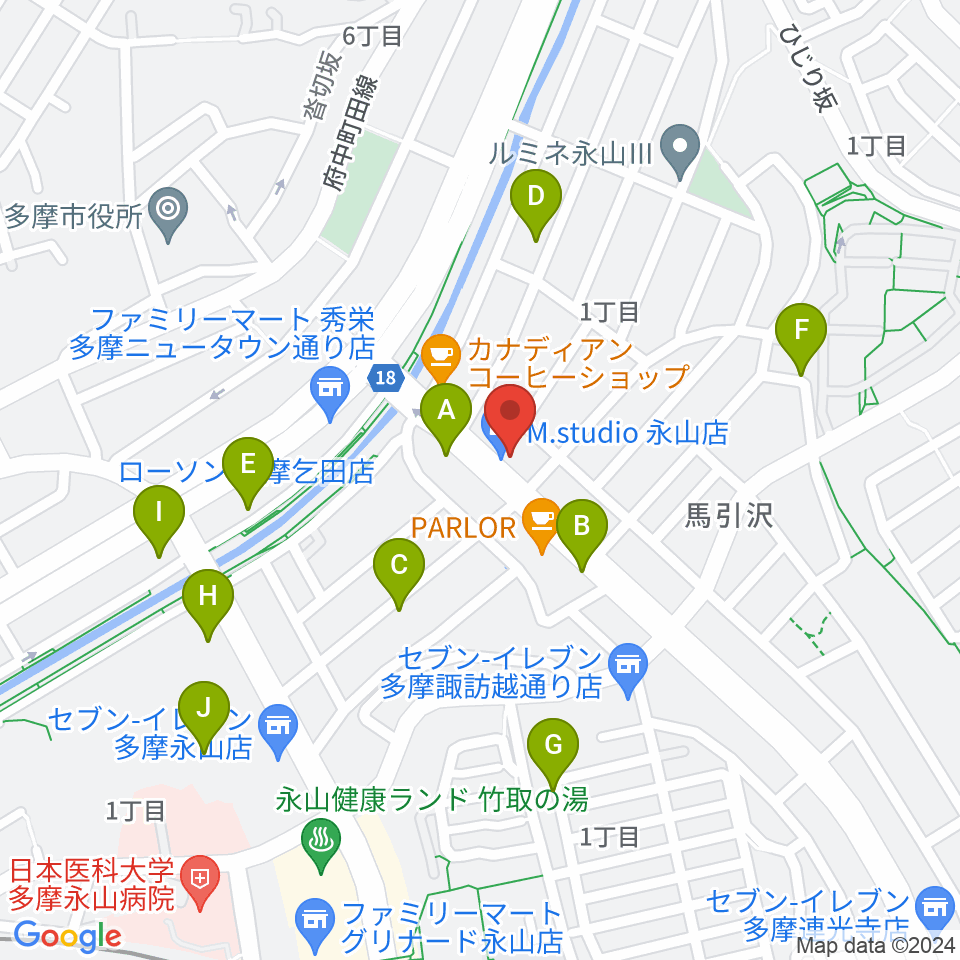 永山Free As Bird周辺の駐車場・コインパーキング一覧地図