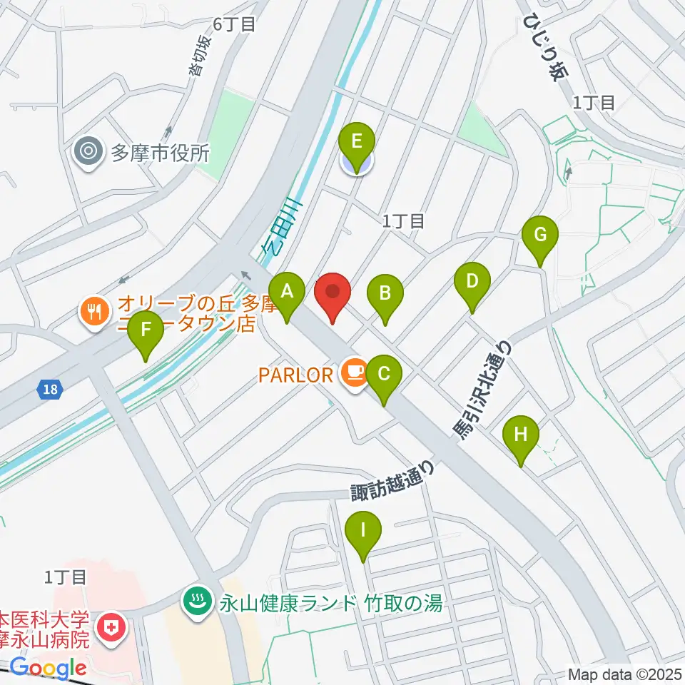 永山Free As Bird周辺の駐車場・コインパーキング一覧地図