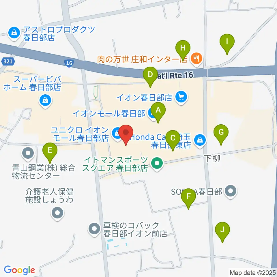 島村楽器 イオンモール春日部店周辺の駐車場・コインパーキング一覧地図