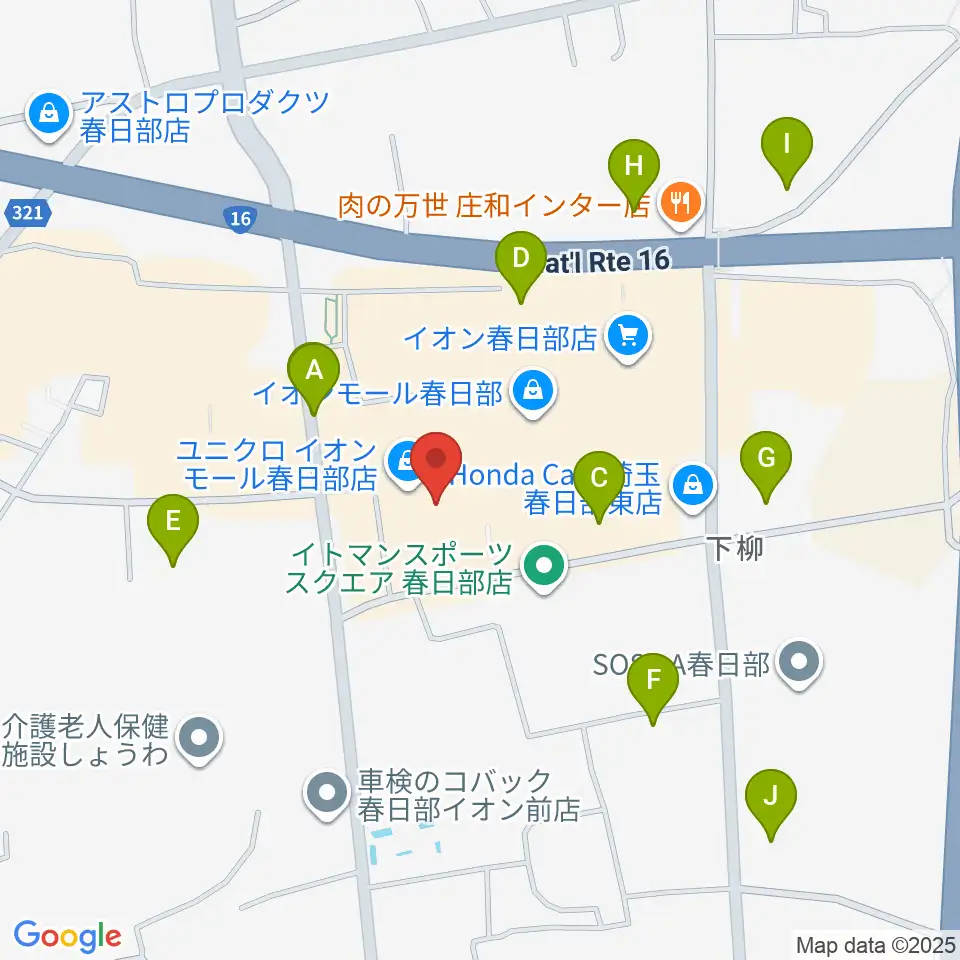 島村楽器 イオンモール春日部店周辺の駐車場・コインパーキング一覧地図