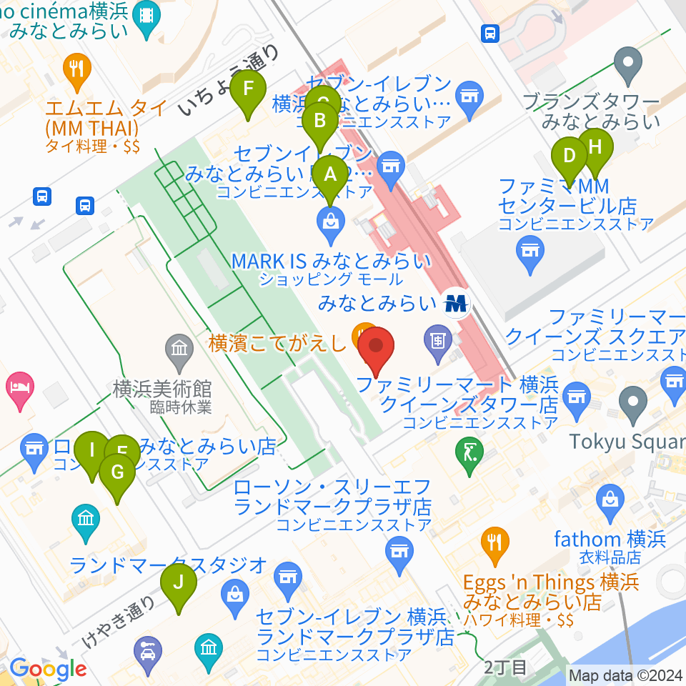 島村楽器 横浜みなとみらい店周辺の駐車場・コインパーキング一覧地図