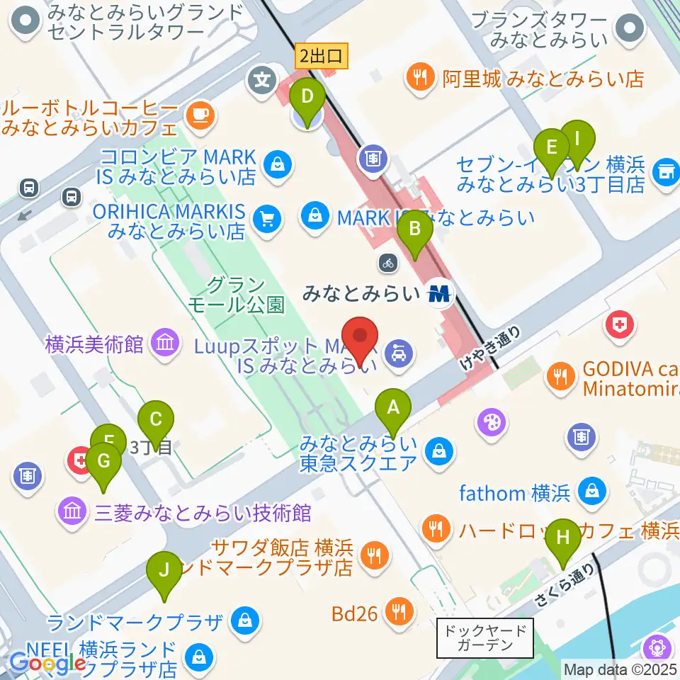島村楽器 横浜みなとみらい店周辺の駐車場・コインパーキング一覧地図