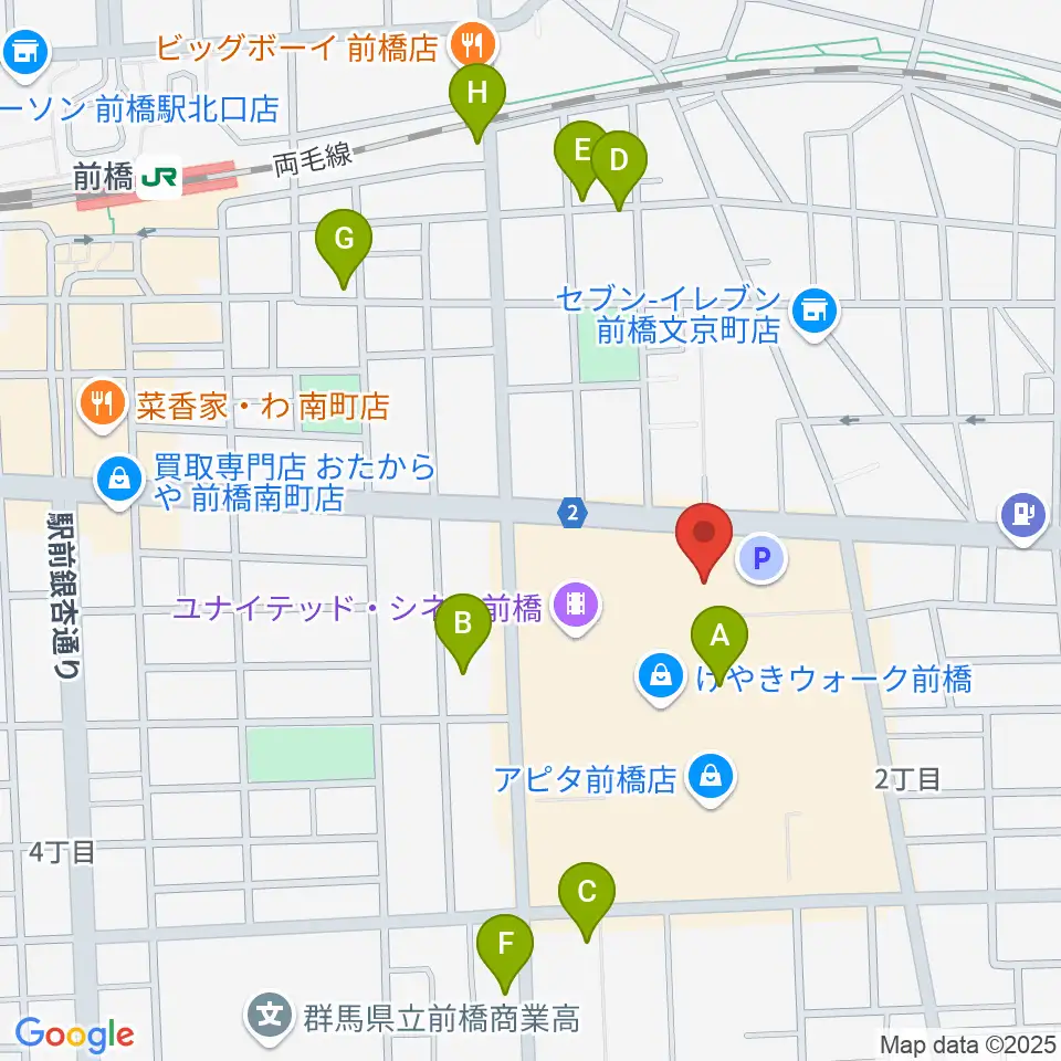 島村楽器 けやきウォーク前橋店周辺の駐車場・コインパーキング一覧地図