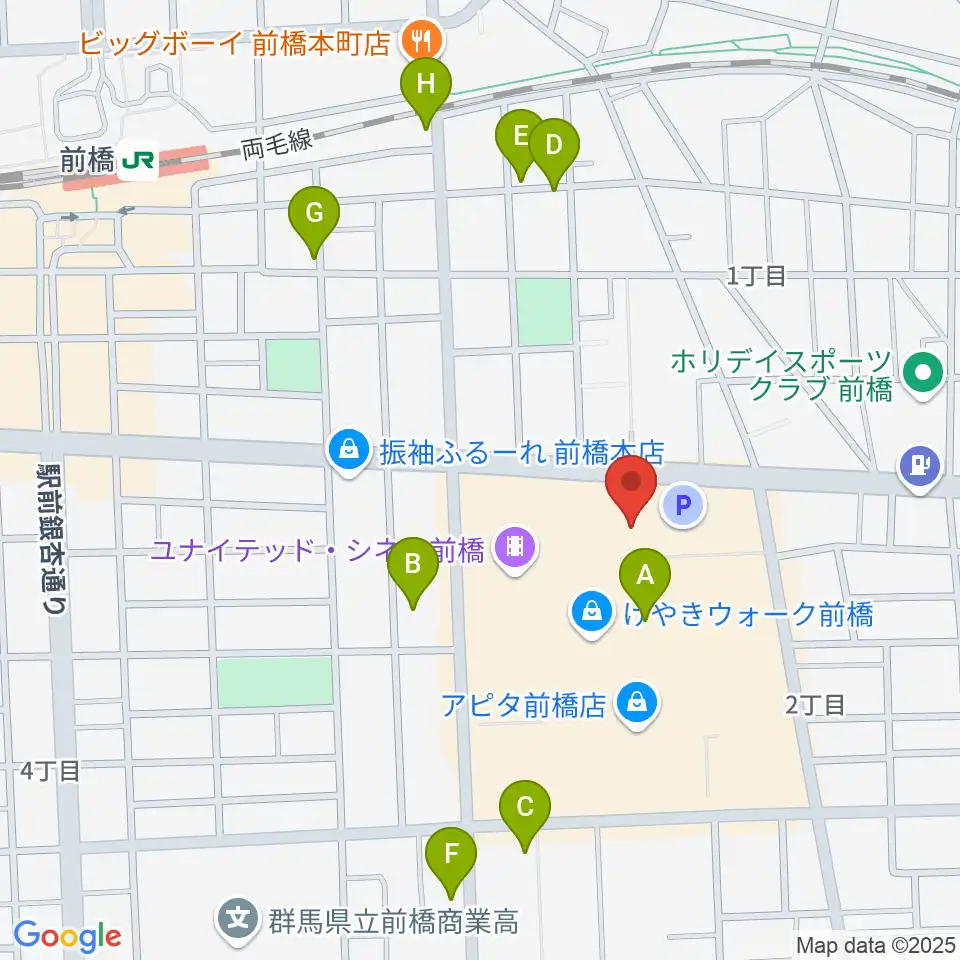 島村楽器 けやきウォーク前橋店周辺の駐車場・コインパーキング一覧地図