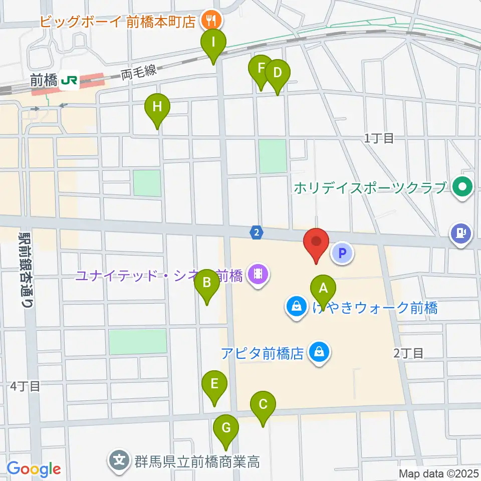 島村楽器 けやきウォーク前橋店周辺の駐車場・コインパーキング一覧地図