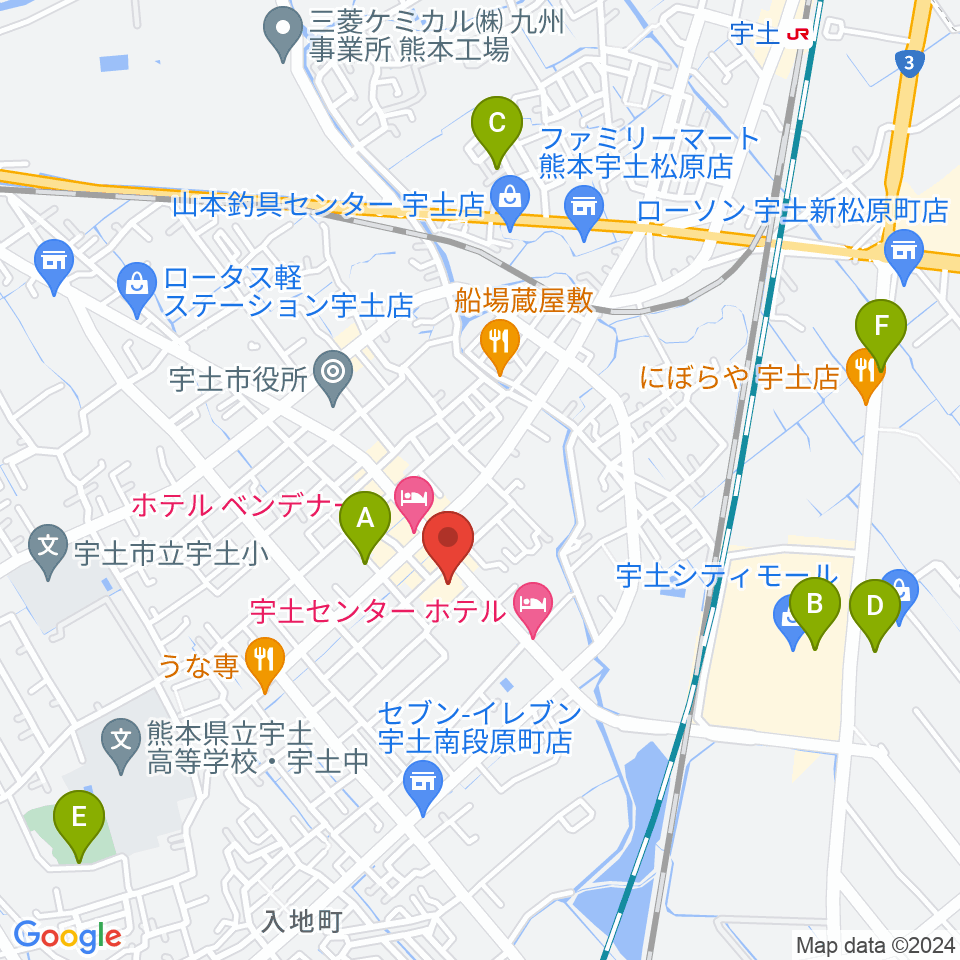 宇土市民会館周辺の駐車場・コインパーキング一覧地図