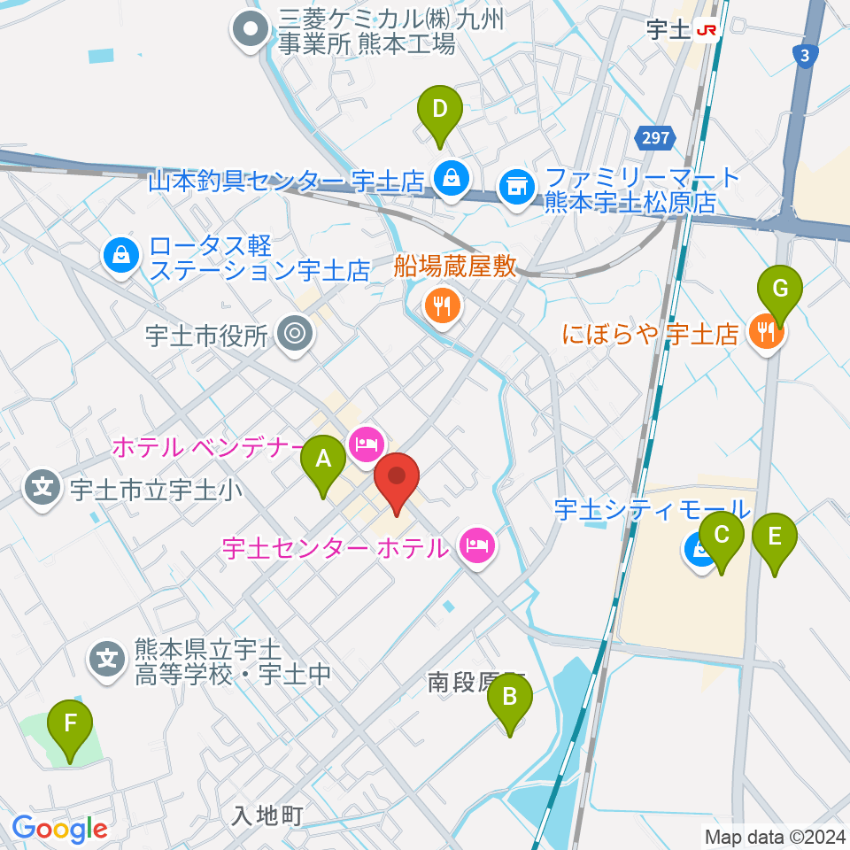 宇土市民会館周辺の駐車場・コインパーキング一覧地図