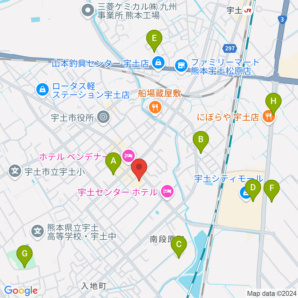 宇土市民会館周辺の駐車場・コインパーキング一覧地図