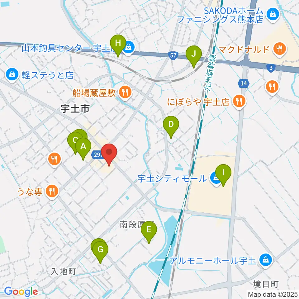 宇土市民会館周辺の駐車場・コインパーキング一覧地図