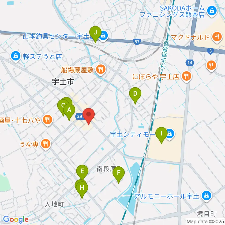 宇土市民会館周辺の駐車場・コインパーキング一覧地図