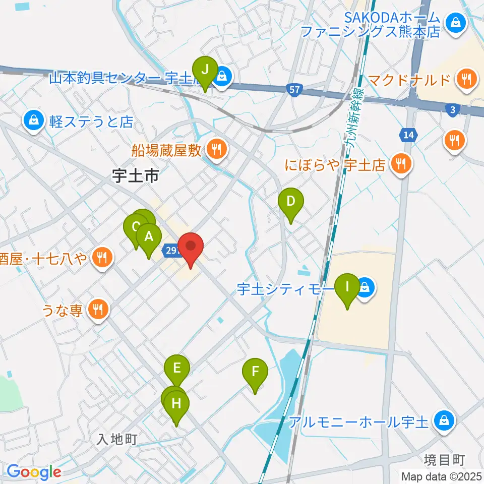 宇土市民会館周辺の駐車場・コインパーキング一覧地図