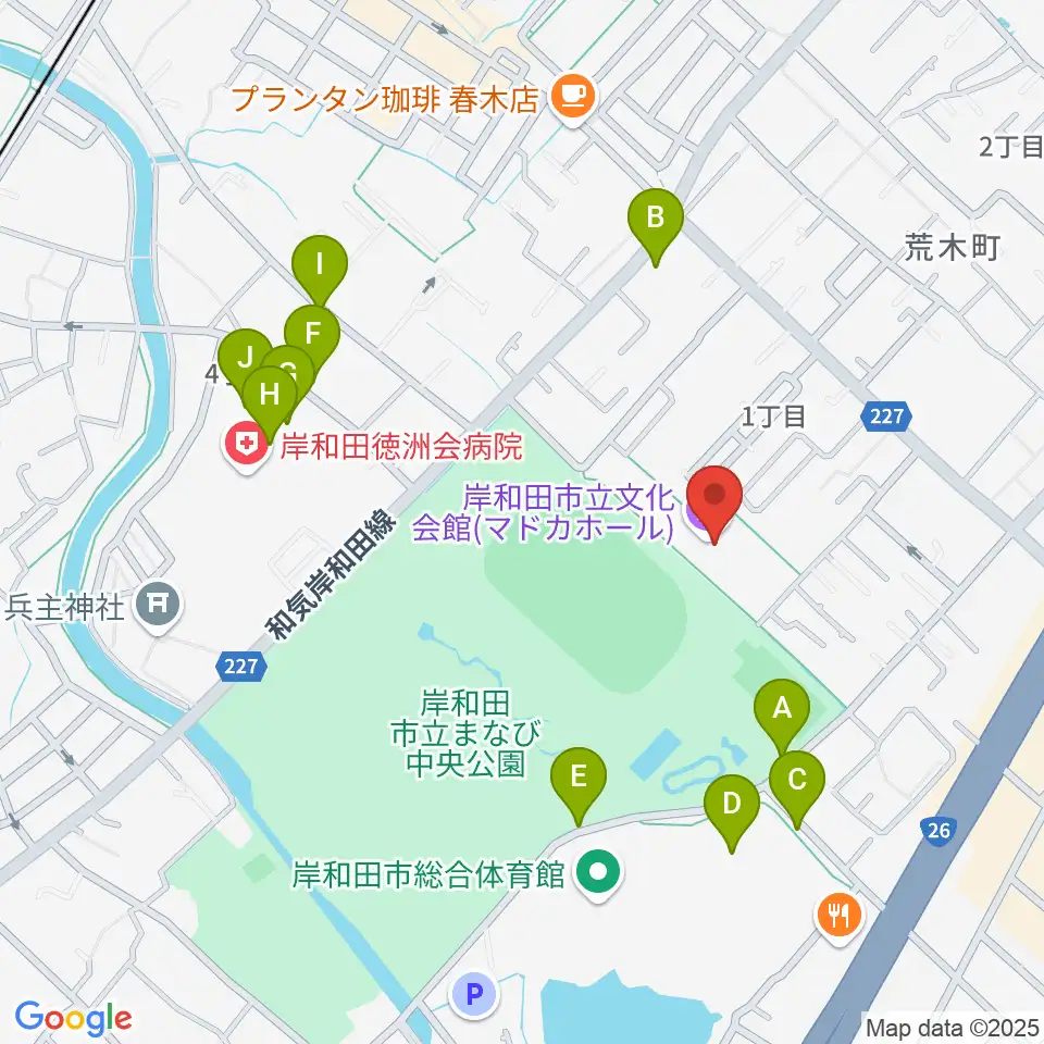 岸和田製鋼マドカホール周辺の駐車場・コインパーキング一覧地図