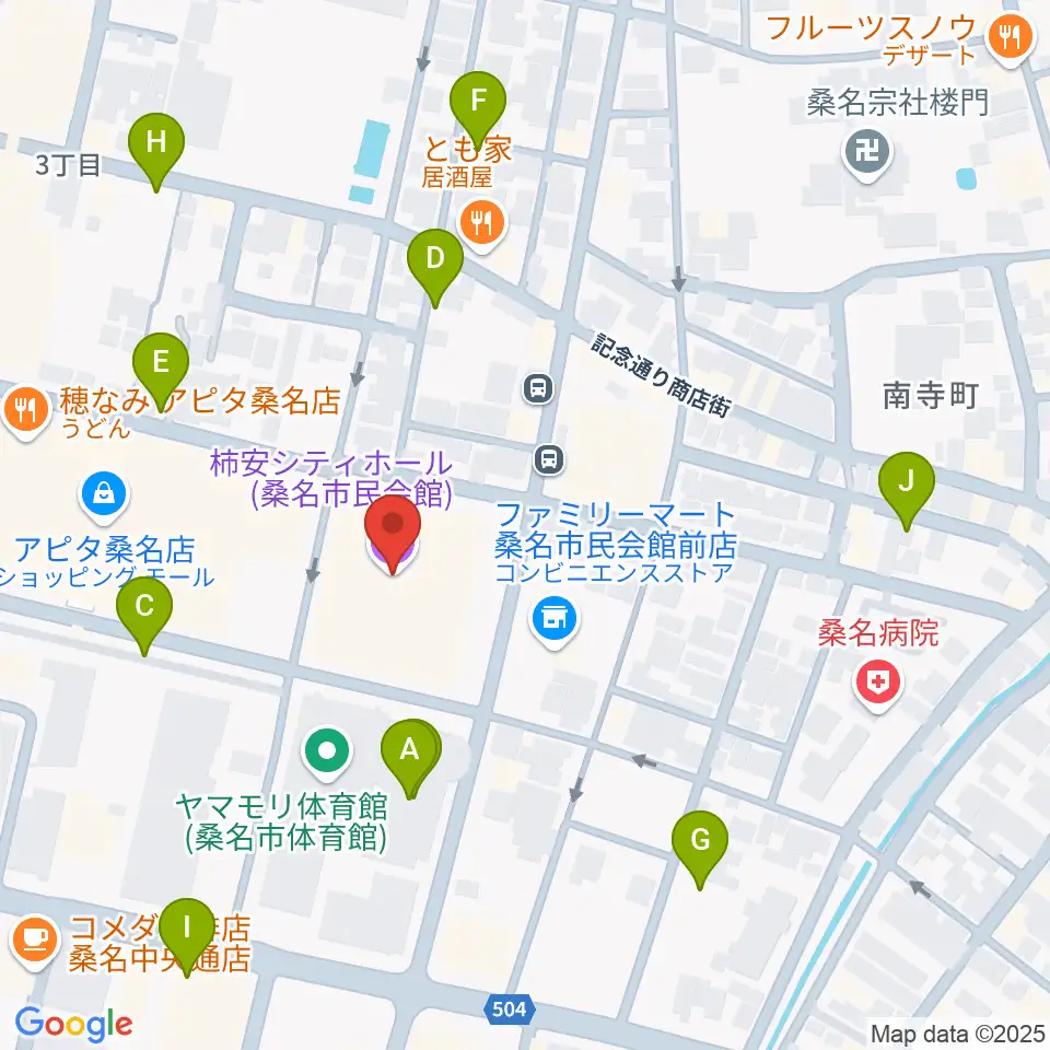 柿安シティホール周辺の駐車場・コインパーキング一覧地図