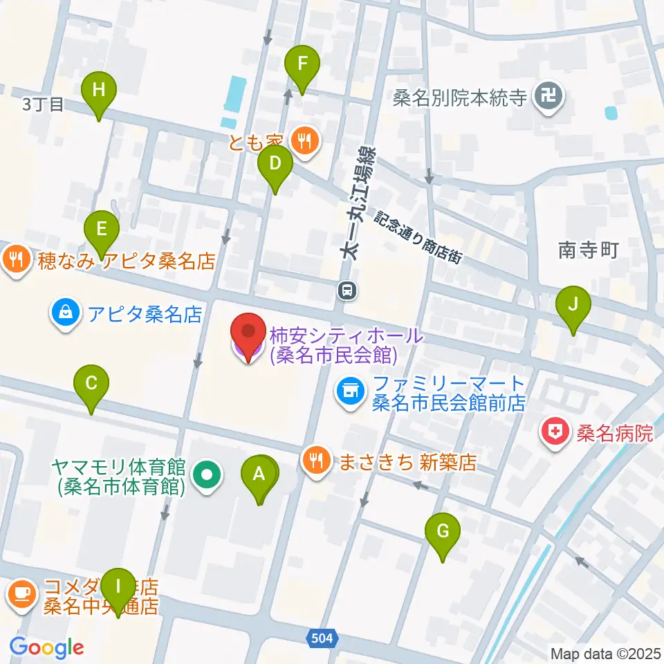 柿安シティホール周辺の駐車場・コインパーキング一覧地図