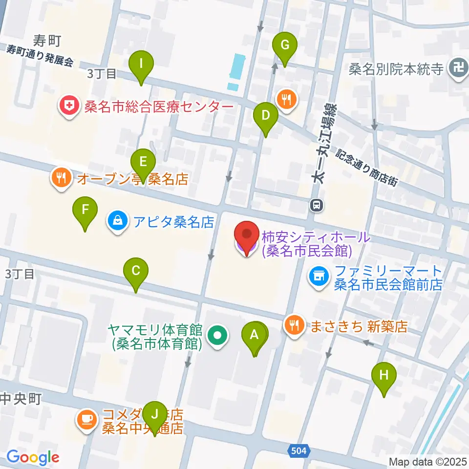 柿安シティホール周辺の駐車場・コインパーキング一覧地図