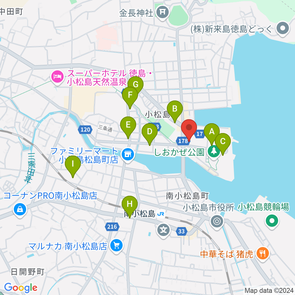 小松島市サウンドハウスホール周辺の駐車場・コインパーキング一覧地図