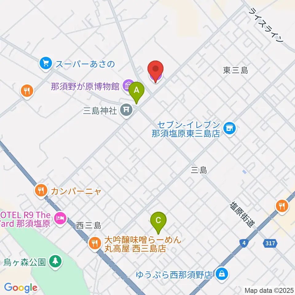 那須塩原市三島ホール周辺の駐車場・コインパーキング一覧地図