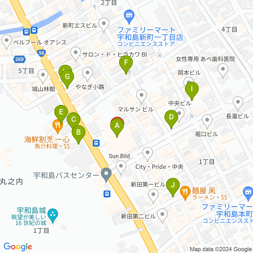 南予文化会館周辺の駐車場・コインパーキング一覧地図