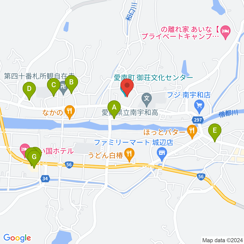 愛南町御荘文化センター周辺の駐車場・コインパーキング一覧地図