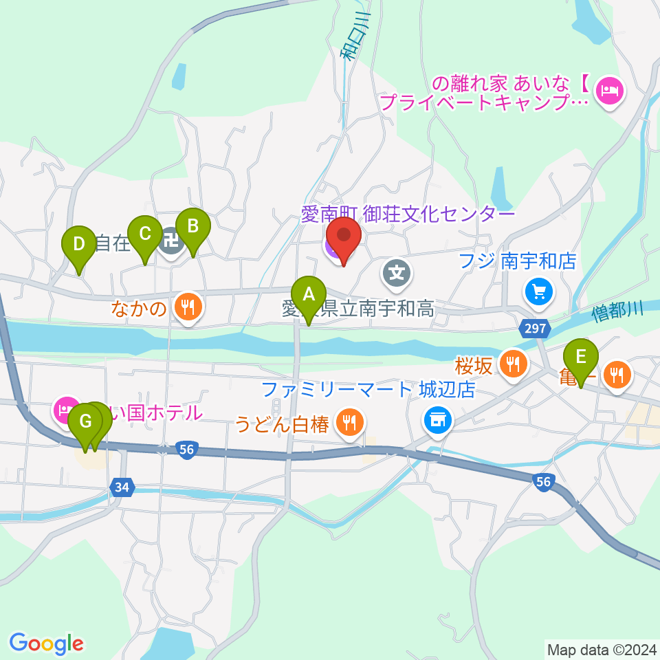 愛南町御荘文化センター周辺の駐車場・コインパーキング一覧地図