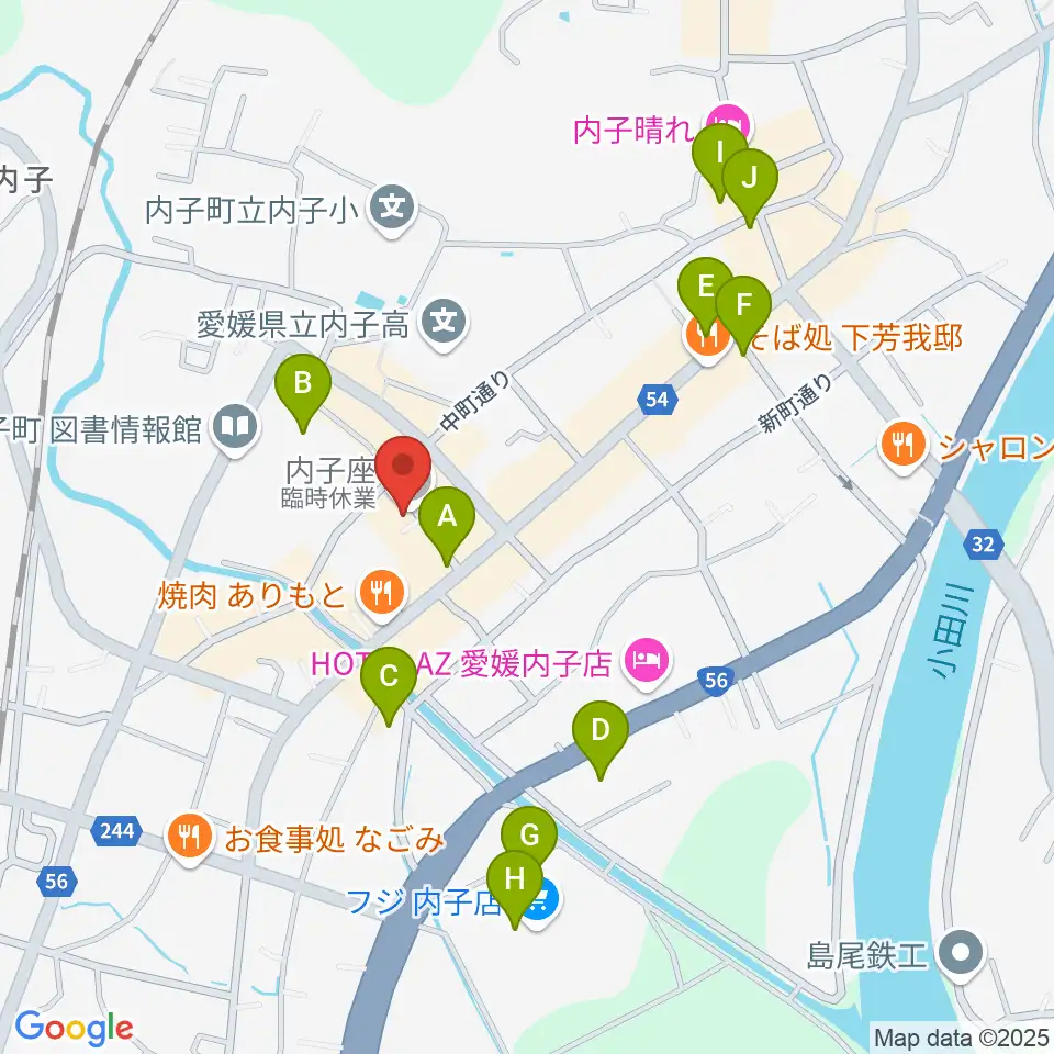 内子座周辺の駐車場・コインパーキング一覧地図
