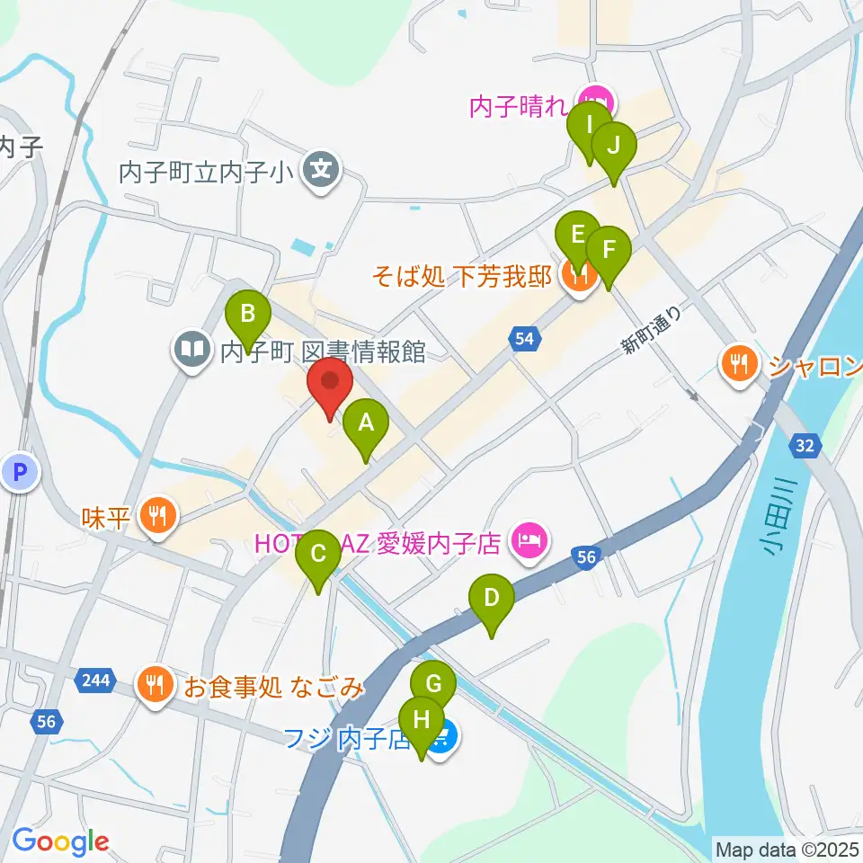 内子座周辺の駐車場・コインパーキング一覧地図