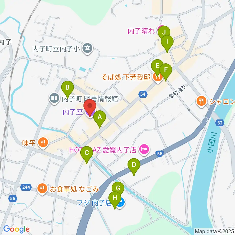 内子座周辺の駐車場・コインパーキング一覧地図