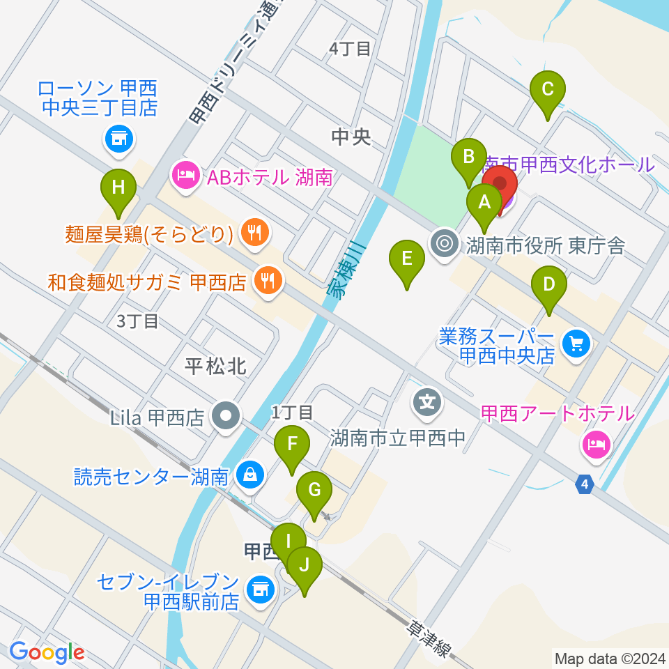 湖南市甲西文化ホール周辺の駐車場・コインパーキング一覧地図