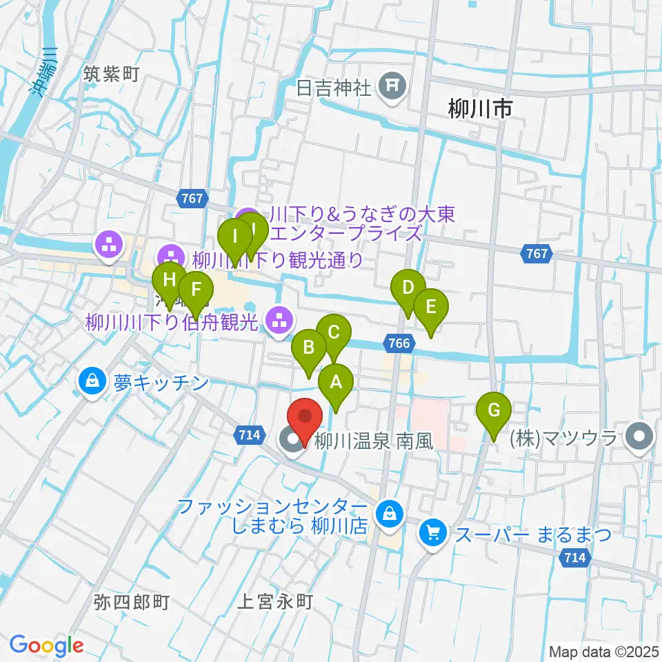 柳川総合保健福祉センター 水の郷ホール周辺の駐車場・コインパーキング一覧地図