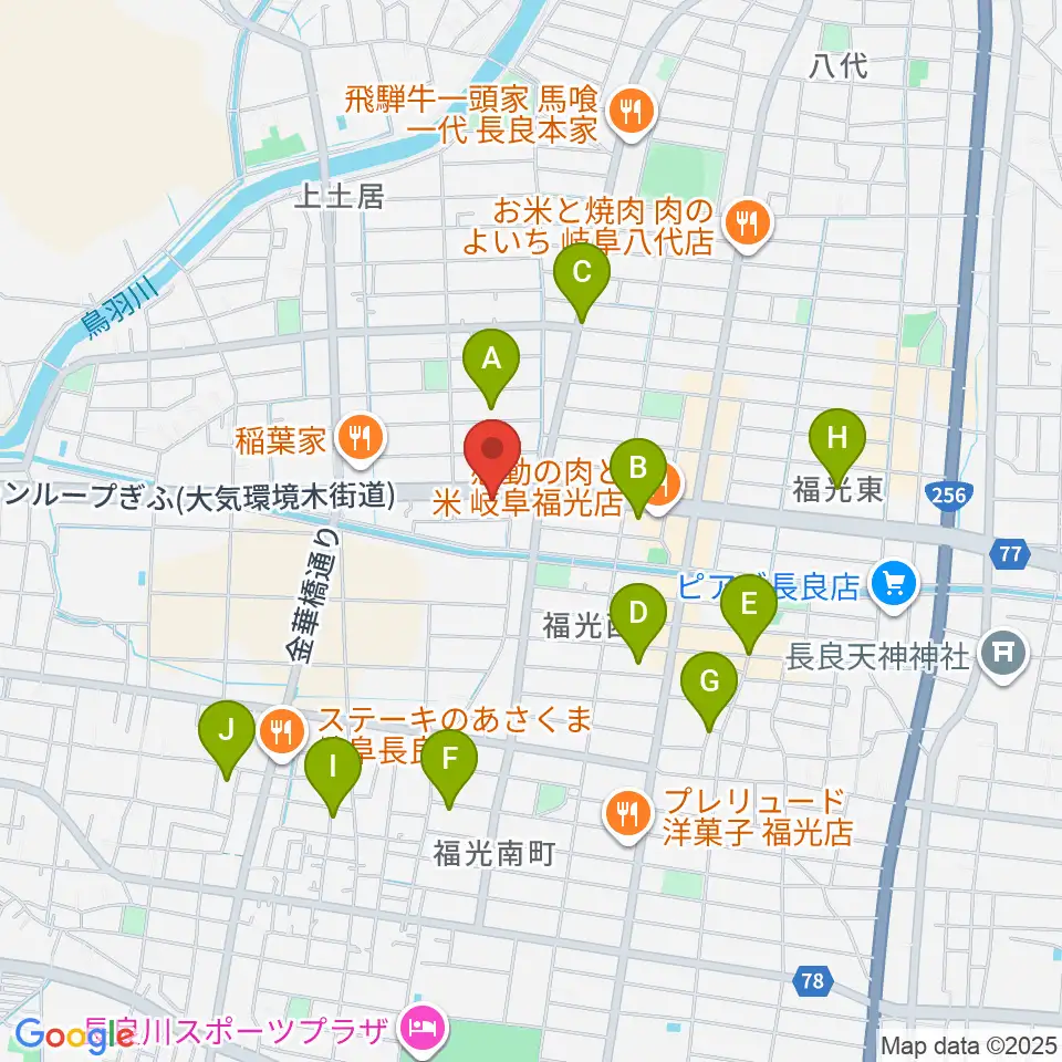 日響楽器 岐阜店周辺の駐車場・コインパーキング一覧地図