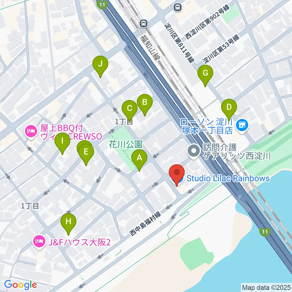 スタジオライラックレインボーズ周辺の駐車場・コインパーキング一覧地図