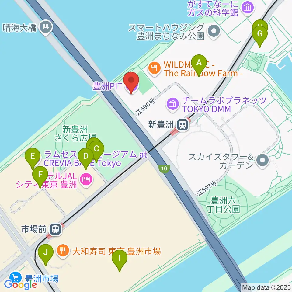 豊洲PIT周辺の駐車場・コインパーキング一覧地図