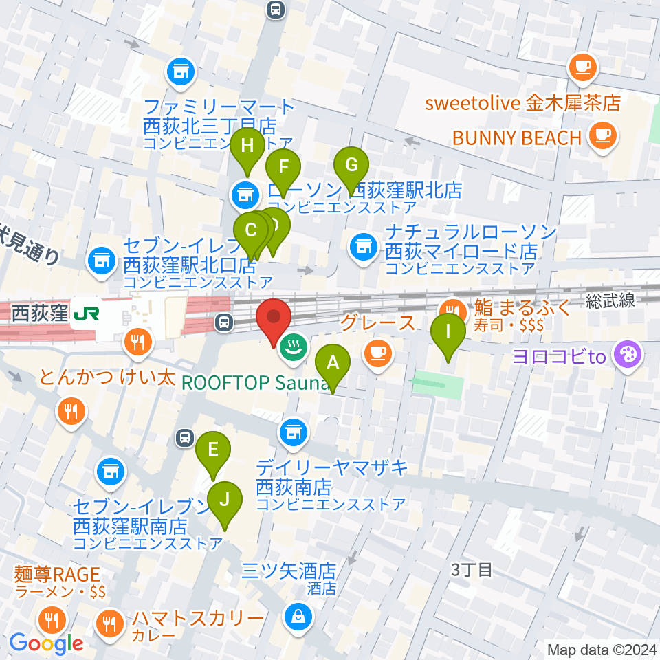 西荻窪ピットバー周辺の駐車場・コインパーキング一覧地図