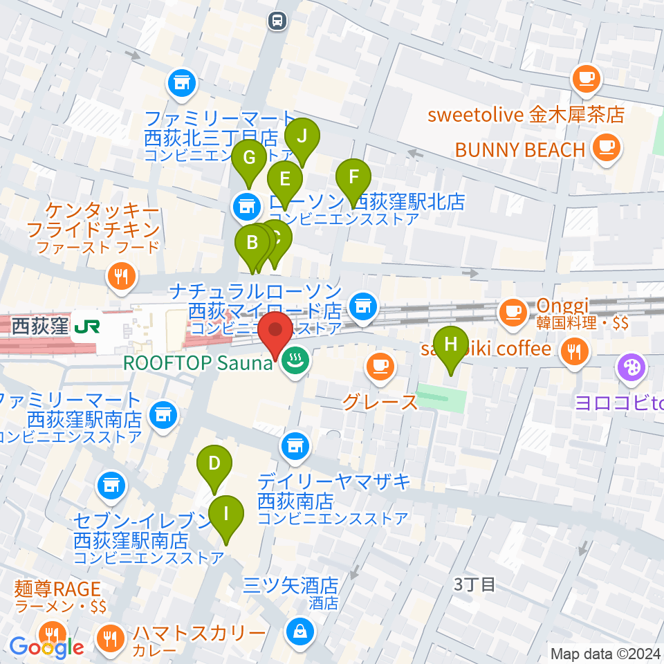 西荻窪ピットバー周辺の駐車場・コインパーキング一覧地図