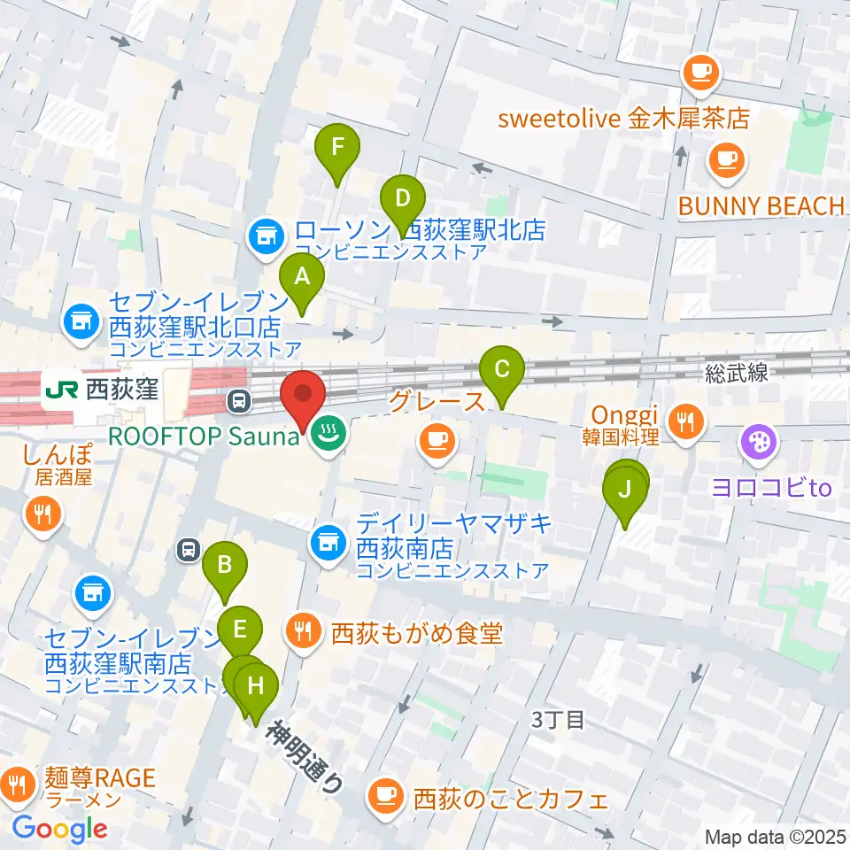西荻窪ピットバー周辺の駐車場・コインパーキング一覧地図