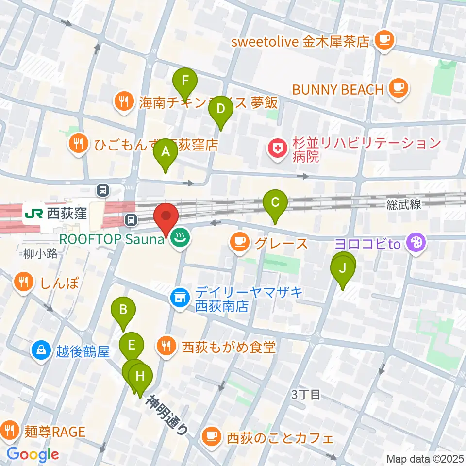 西荻窪ピットバー周辺の駐車場・コインパーキング一覧地図