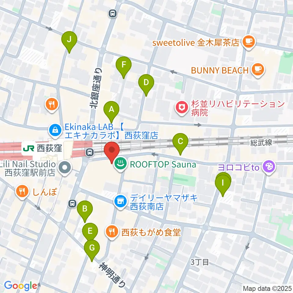 西荻窪ピットバー周辺の駐車場・コインパーキング一覧地図