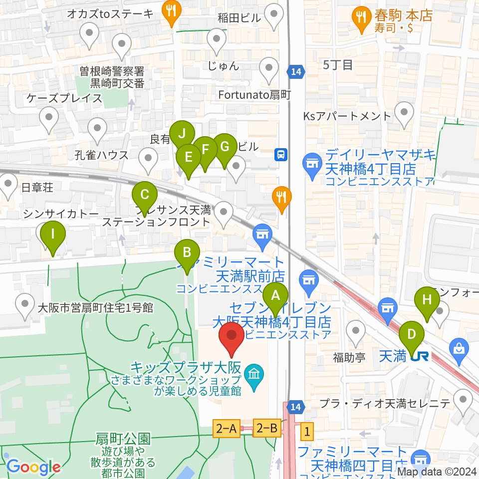 カンテレ扇町スクエア周辺の駐車場・コインパーキング一覧地図