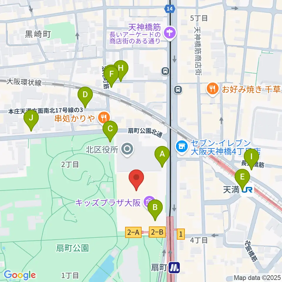 カンテレ扇町スクエア周辺の駐車場・コインパーキング一覧地図