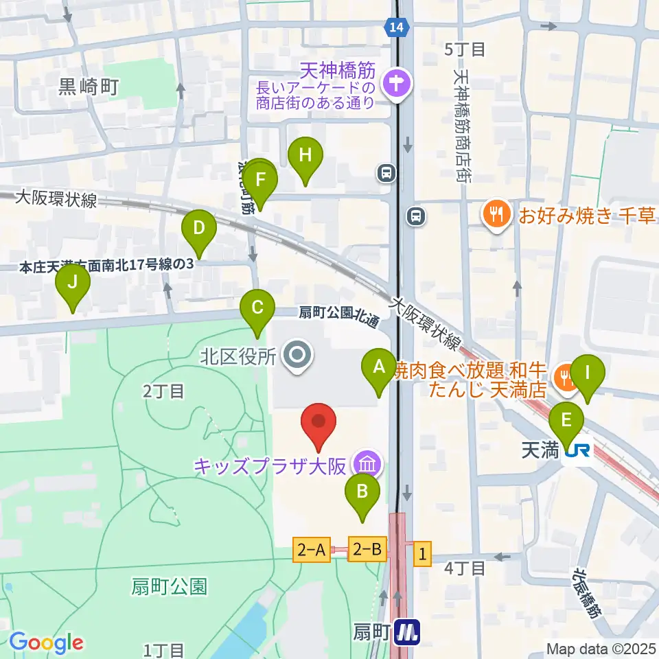 カンテレ扇町スクエア周辺の駐車場・コインパーキング一覧地図