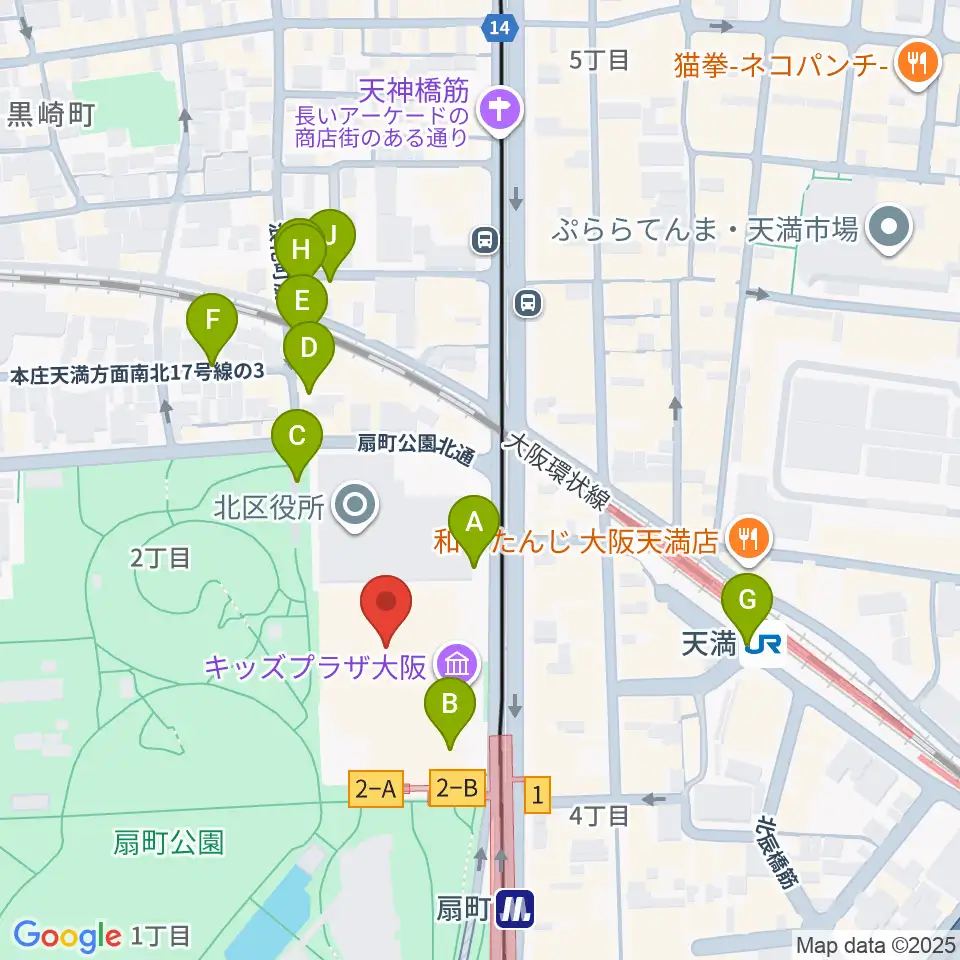 カンテレ扇町スクエア周辺の駐車場・コインパーキング一覧地図